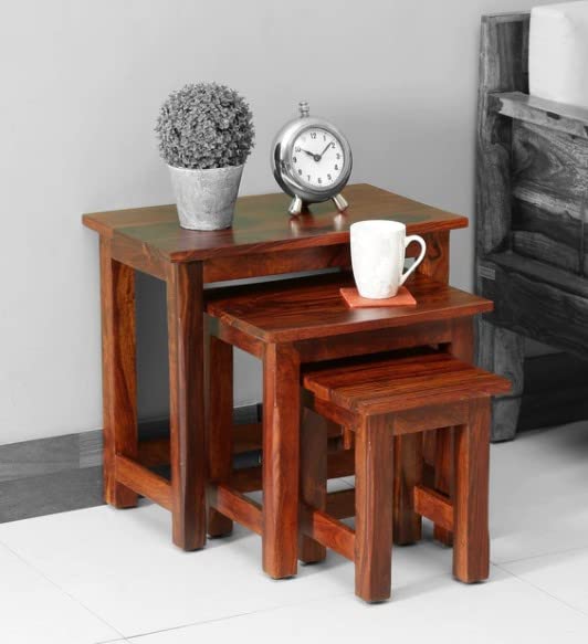 Globally Indian Solid Wood Nesting Table (Set of Three)